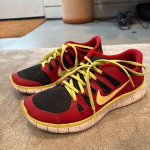 Nike Free 5.0 Running Athletic Shoes used no box red & Yellow Womens Size 8